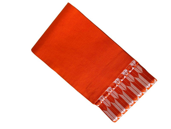 Japanese Vintage Hanhaba Obi – Orange Arrow Feather (Yabane) Pattern, Reversible Women's Sash