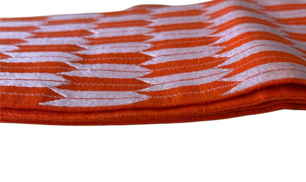 Japanese Vintage Hanhaba Obi – Orange Arrow Feather (Yabane) Pattern, Reversible Women's Sash
