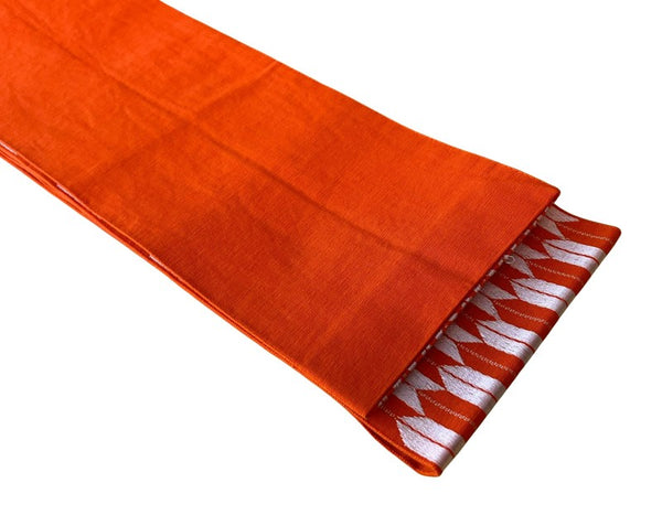 Japanese Vintage Hanhaba Obi – Orange Arrow Feather (Yabane) Pattern, Reversible Women's Sash