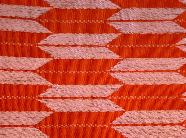 Japanese Vintage Hanhaba Obi – Orange Arrow Feather (Yabane) Pattern, Reversible Women's Sash