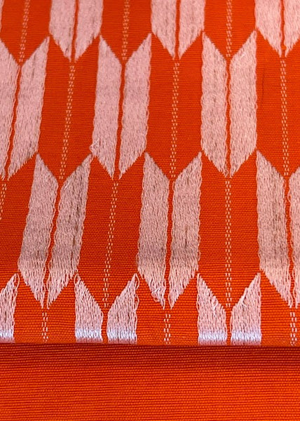 Japanese Vintage Hanhaba Obi – Orange Arrow Feather (Yabane) Pattern, Reversible Women's Sash
