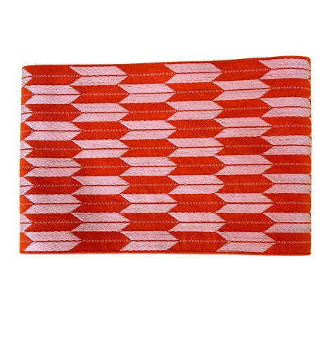 Japanese Vintage Hanhaba Obi – Orange Arrow Feather (Yabane) Pattern, Reversible Women's Sash
