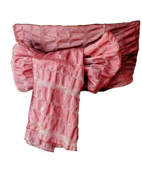 Japanese Heko Obi – Dusty Rose Pink Soft Sash, Women's Washable Obi with Lurex Shimmer