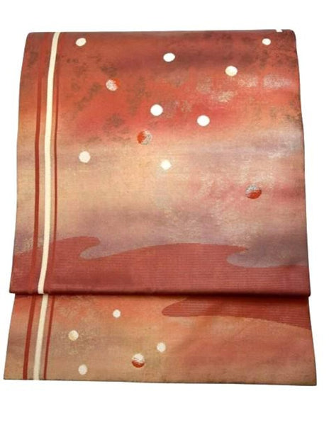 Japanese Vintage Silk Nagoya Obi: Autumn Sunset Kimono Belt