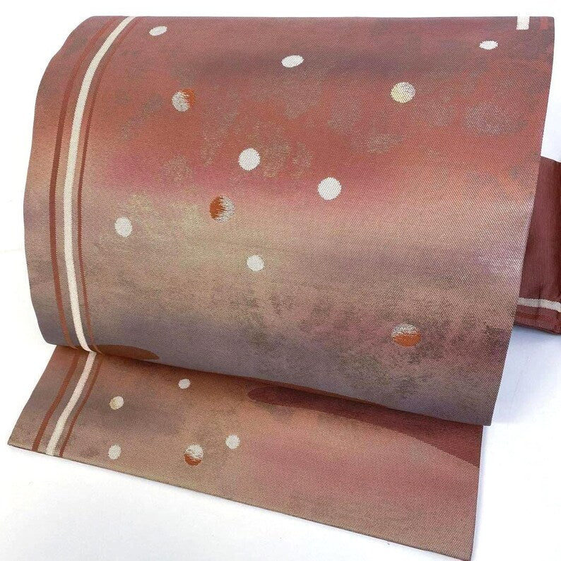 Japanese Vintage Silk Nagoya Obi: Autumn Sunset Kimono Belt