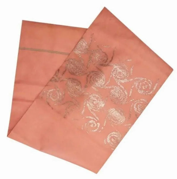 Japanese Vintage Nagoya Obi – Traditional Women's obi 100% Silk Kimono Belt– Dusty Pink with Silver Swirl Pattern