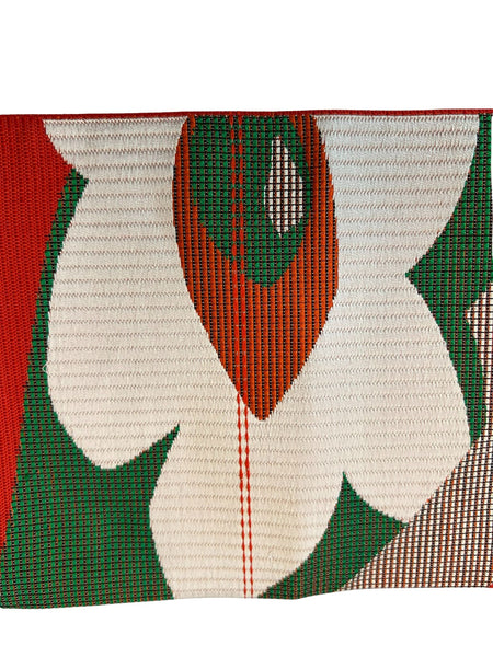 Vintage Nagoya Obi with Bold Red and White Floral Design – Japanese Kimono Belt