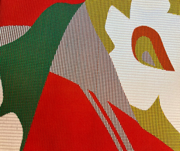 Vintage Nagoya Obi with Bold Red and White Floral Design – Japanese Kimono Belt