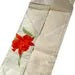Vintage Japanese Nagoya Obi / Cream Silk / Hand-Painted & Embroidered Red Flower / Kimono Sash Belt