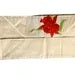 Vintage Japanese Nagoya Obi / Cream Silk / Hand-Painted & Embroidered Red Flower / Kimono Sash Belt