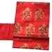 Vintage Japanese Nagoya Obi / Red-Orange Tsumugi Silk / Woven Floral Bouquet Medallion / Kimono Sash Belt