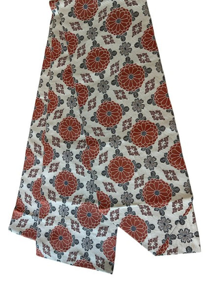 Japanese Vintage Nagoya Obi – Chrysanthemum Medallion Pattern, Women's Silk Sash