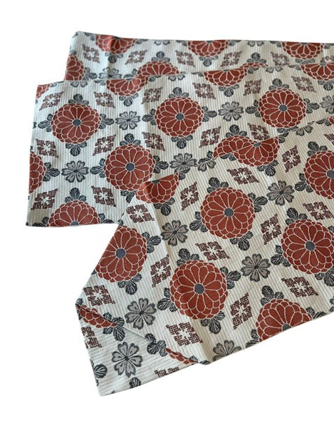 Japanese Vintage Nagoya Obi – Chrysanthemum Medallion Pattern, Women's Silk Sash