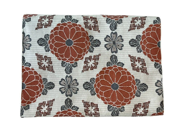 Japanese Vintage Nagoya Obi – Chrysanthemum Medallion Pattern, Women's Silk Sash