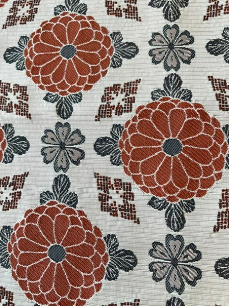 Japanese Vintage Nagoya Obi – Chrysanthemum Medallion Pattern, Women's Silk Sash