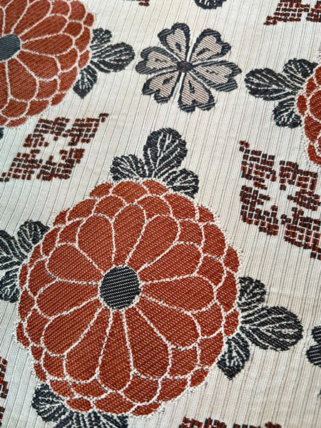 Japanese Vintage Nagoya Obi – Chrysanthemum Medallion Pattern, Women's Silk Sash