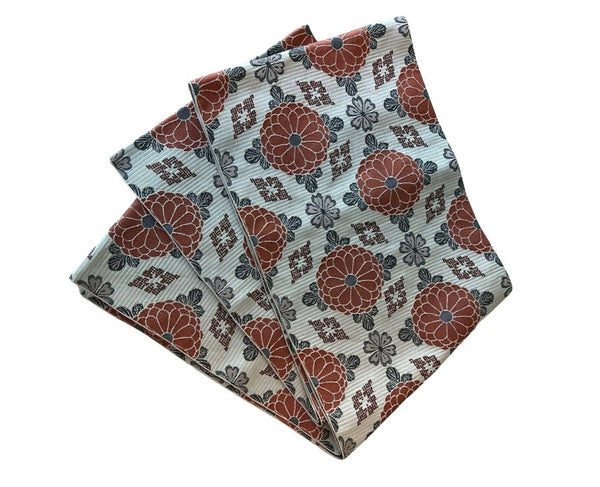 Japanese Vintage Nagoya Obi – Chrysanthemum Medallion Pattern, Women's Silk Sash