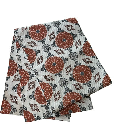 Japanese Vintage Nagoya Obi – Chrysanthemum Medallion Pattern, Women's Silk Sash