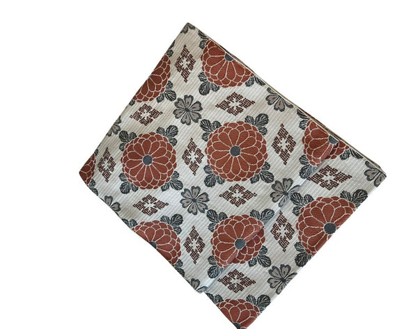 Japanese Vintage Nagoya Obi – Chrysanthemum Medallion Pattern, Women's Silk Sash