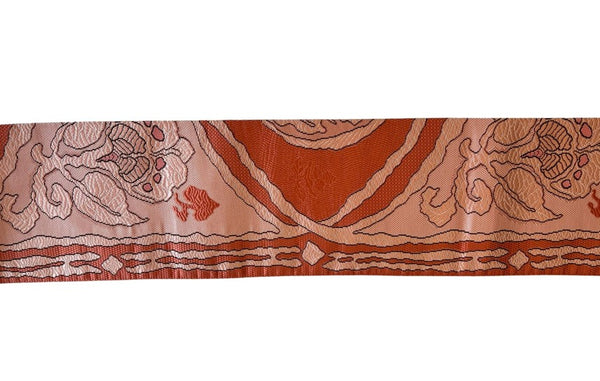 Japanese Vintage Nagoya Obi – Floral Roundel Pattern, Women's Silk Sash