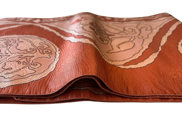 Japanese Vintage Nagoya Obi – Floral Roundel Pattern, Women's Silk Sash
