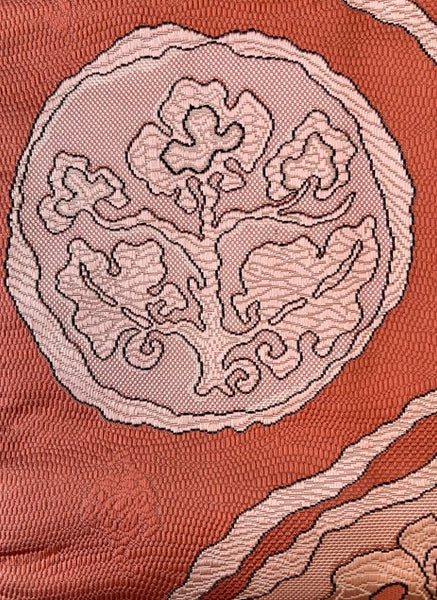 Japanese Vintage Nagoya Obi – Floral Roundel Pattern, Women's Silk Sash