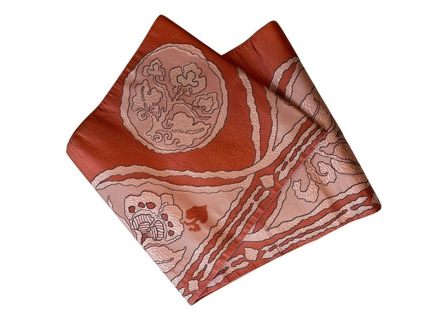 Japanese Vintage Nagoya Obi – Floral Roundel Pattern, Women's Silk Sash
