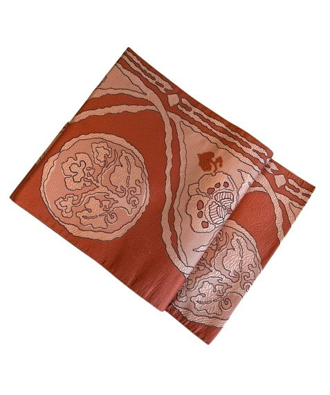 Japanese Vintage Nagoya Obi – Floral Roundel Pattern, Women's Silk Sash