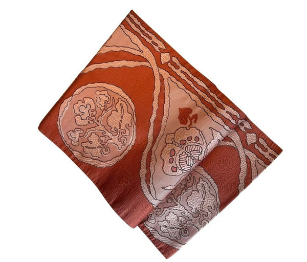 Japanese Vintage Nagoya Obi – Floral Roundel Pattern, Women's Silk Sash