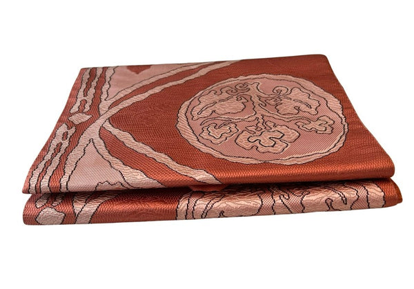 Japanese Vintage Nagoya Obi – Floral Roundel Pattern, Women's Silk Sash