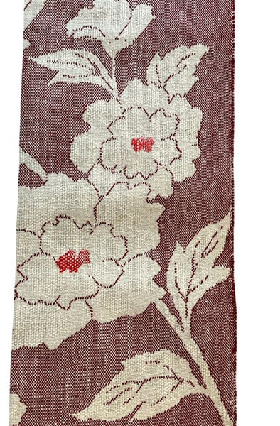 Japanese Vintage Nagoya Obi – Peony Floral Pattern, Women's Cotton Kimono Sash
