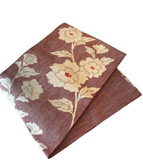 Japanese Vintage Nagoya Obi – Peony Floral Pattern, Women's Cotton Kimono Sash