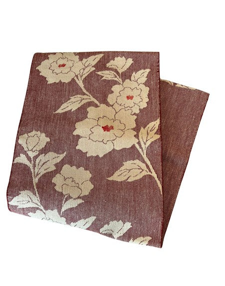 Japanese Vintage Nagoya Obi – Peony Floral Pattern, Women's Cotton Kimono Sash