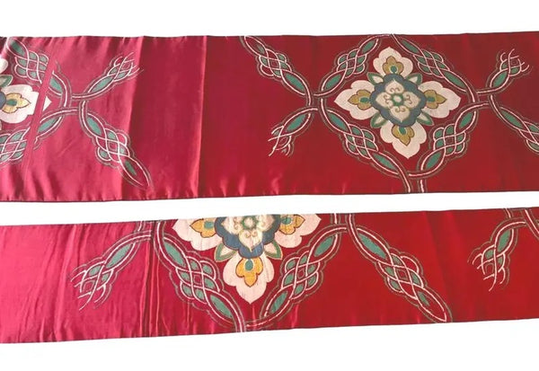 Japanese Vintage Nagoya Obi – Floral Medallion Pattern, Women's Silk Sash