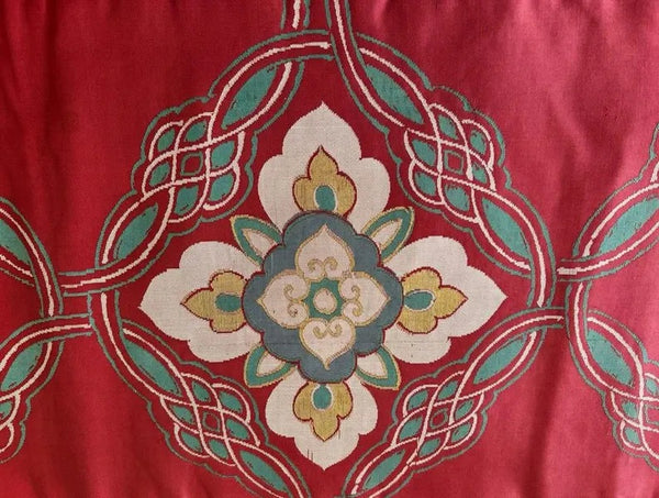Japanese Vintage Nagoya Obi – Floral Medallion Pattern, Women's Silk Sash