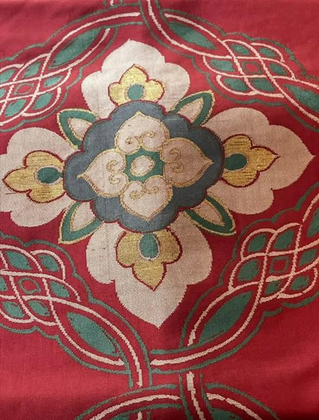 Japanese Vintage Nagoya Obi – Floral Medallion Pattern, Women's Silk Sash