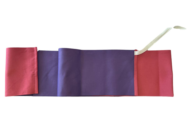 Japanese Yukata & Pre-tied Obi Set - Deep Purple Floral with Pink & Purple Pre-tied Bow Obi
