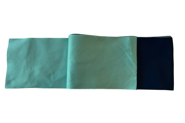 Japanese Yukata and Hanhaba Obi Set -  Sky Blue Lily Floral with Navy & Mint Reversible Obi