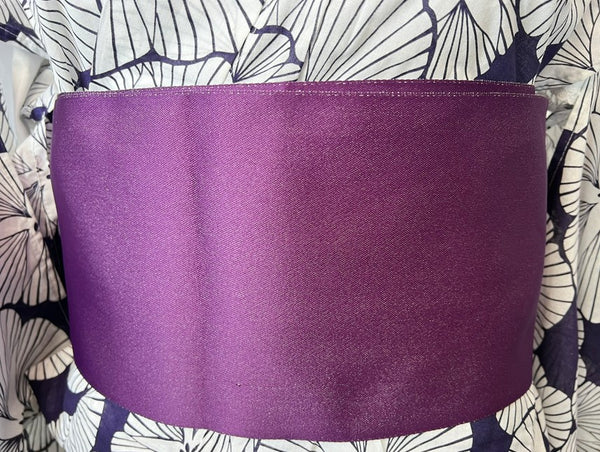 Japanese Hanhaba Obi – Purple & Silver Gray Reversible, Women's Sash