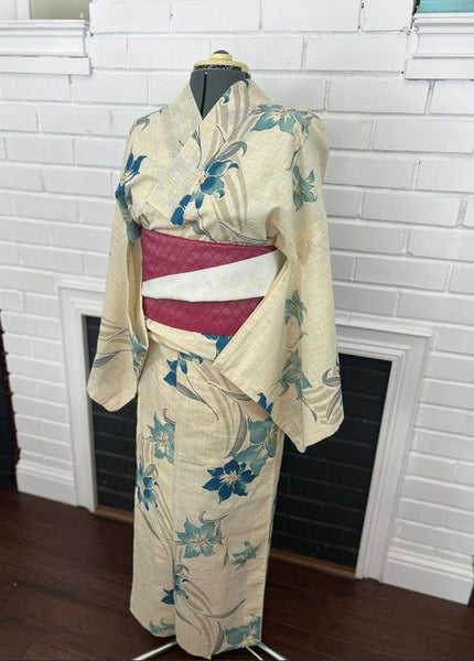 YUKATA, Blue Lily, Size: Free / Japanese Traditional Women's Yukata