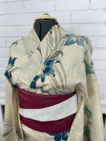 YUKATA, Blue Lily, Size: Free / Japanese Traditional Women's Yukata