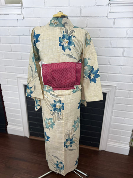 YUKATA, Blue Lily, Size: Free / Japanese Traditional Women's Yukata