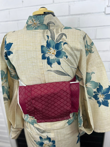 YUKATA, Blue Lily, Size: Free / Japanese Traditional Women's Yukata