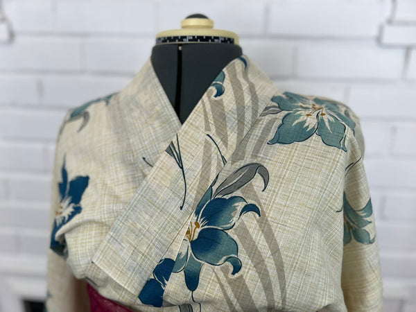 YUKATA, Blue Lily, Size: Free / Japanese Traditional Women's Yukata