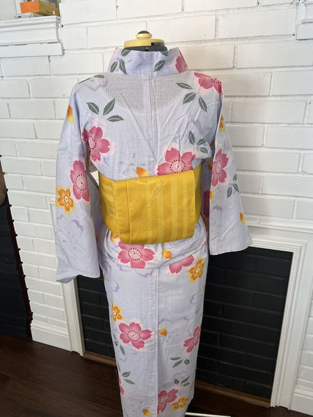 YUKATA, Cherry Blossom, Light Blue, Size: M / Japanese Traditional Women's Yukata