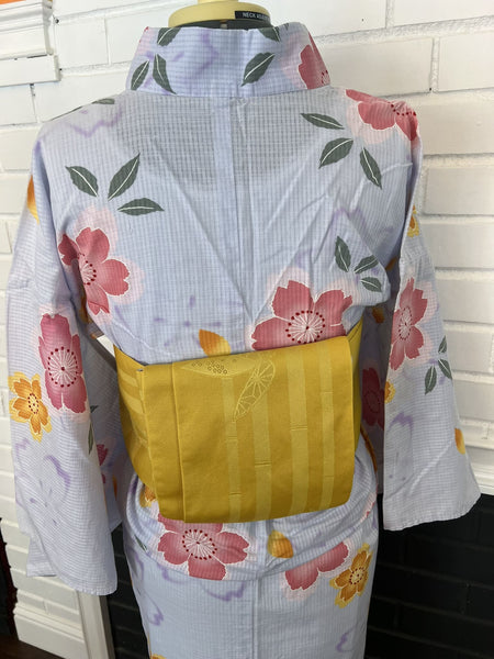 YUKATA, Cherry Blossom, Light Blue, Size: M / Japanese Traditional Women's Yukata