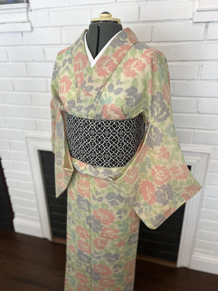 YUKATA, Peony, Green, Size: Free / Japanese Traditional Women's Yukata