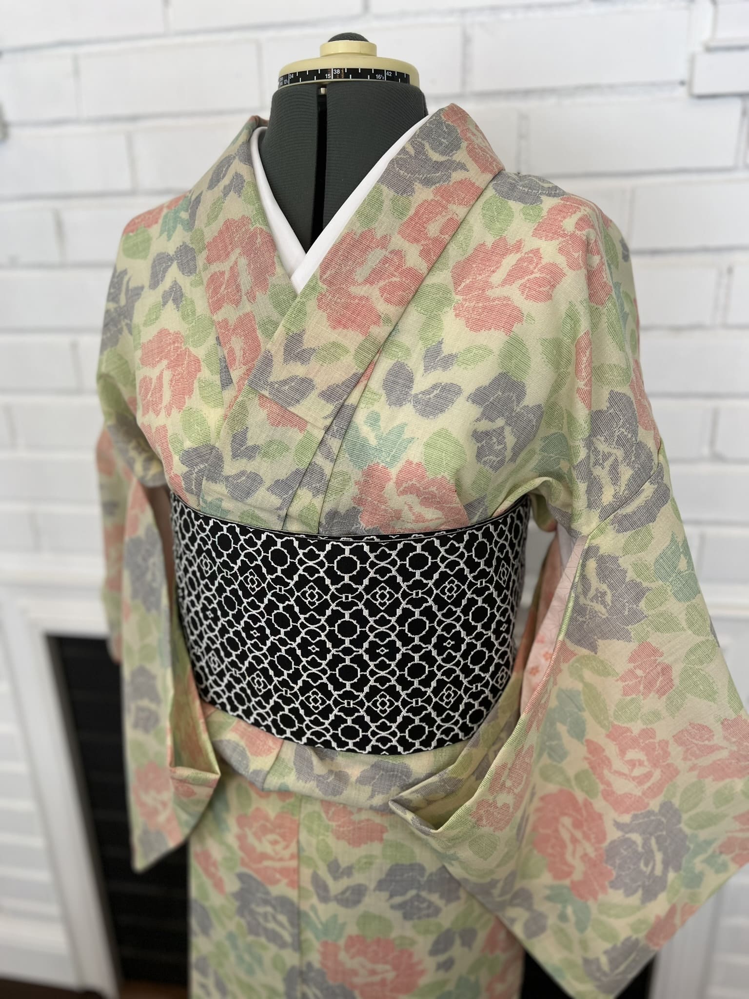 YUKATA, Peony, Green, Size: Free / Japanese Traditional Women's Yukata