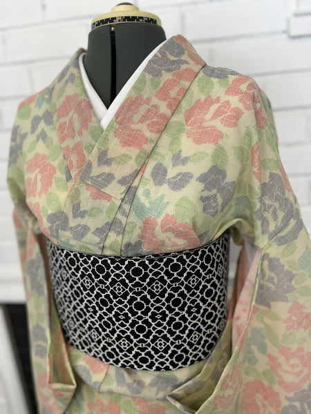 YUKATA, Peony, Green, Size: Free / Japanese Traditional Women's Yukata