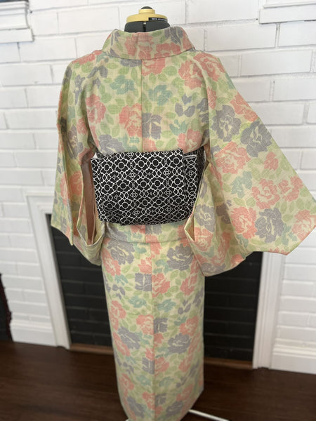 YUKATA, Peony, Green, Size: Free / Japanese Traditional Women's Yukata